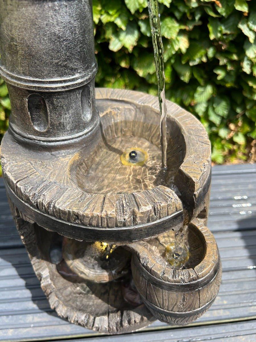 Three-Tier Barrel Water Feature with LED Lights - Image 3