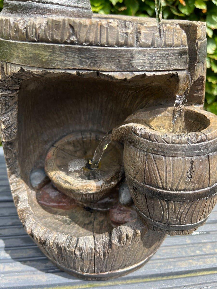 Three-Tier Barrel Water Feature with LED Lights - Image 4