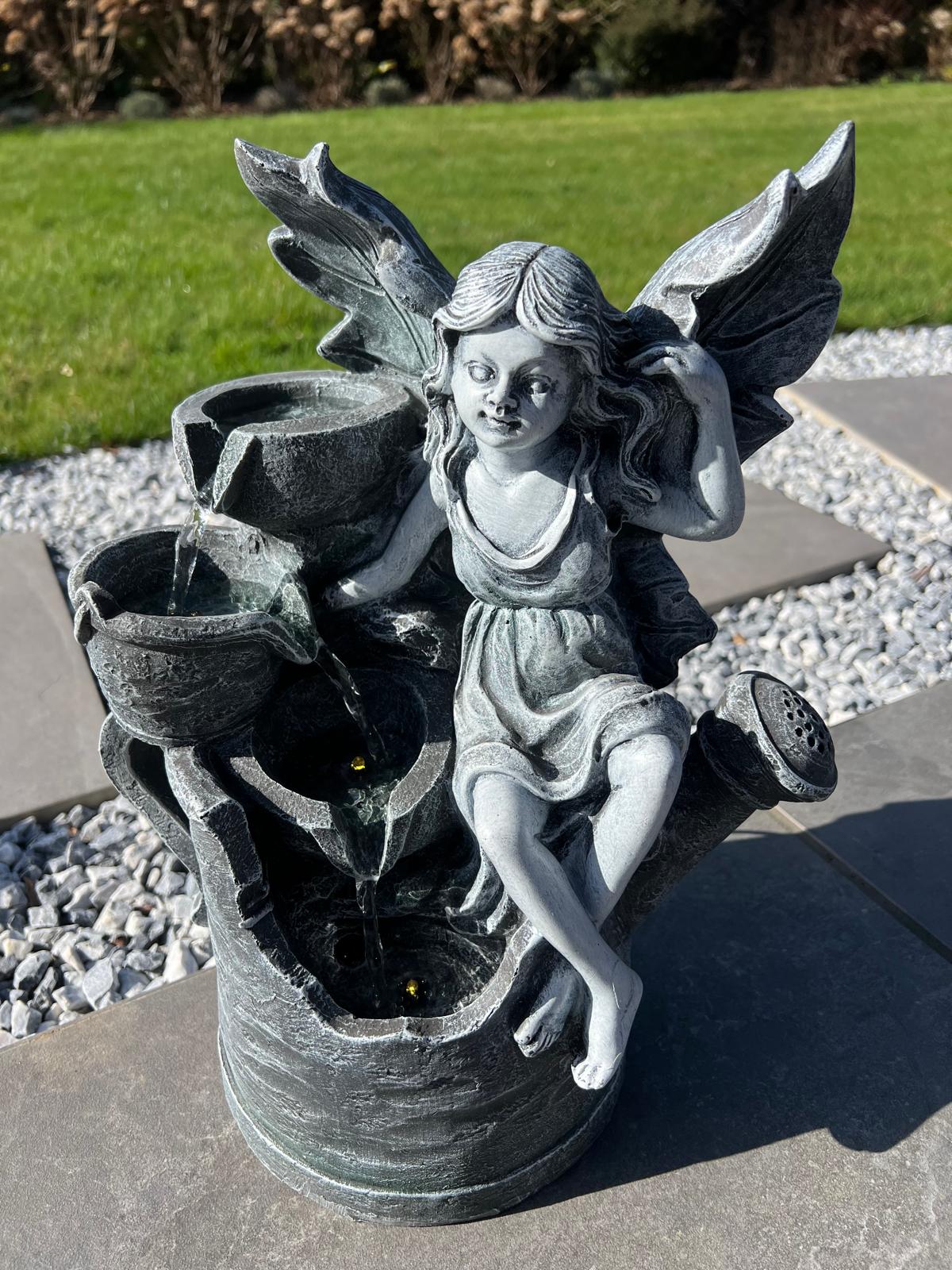 Fairy and Watering Can Water Feature with LED – Solar Powered – 33 × 20 × 41.5 cm - Image 2