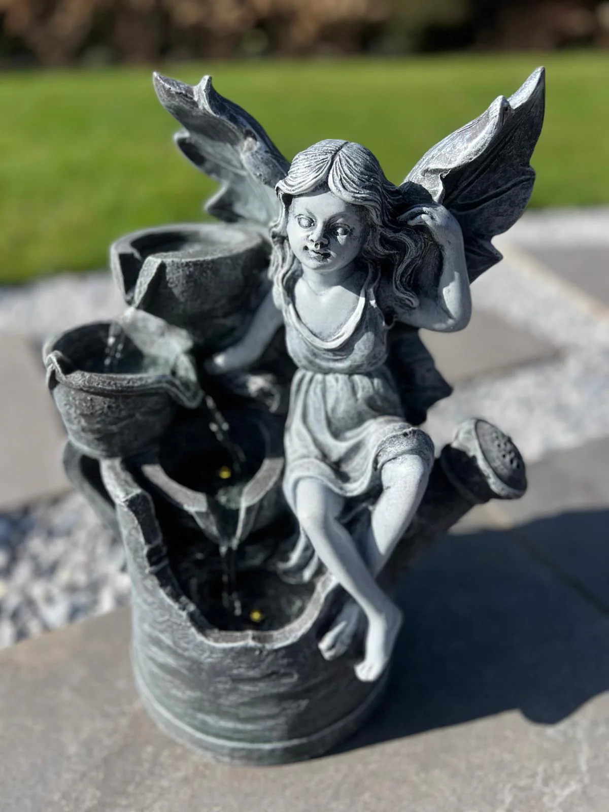 Fairy and Watering Can Water Feature with LED – Solar Powered – 33 × 20 × 41.5 cm - Image 3