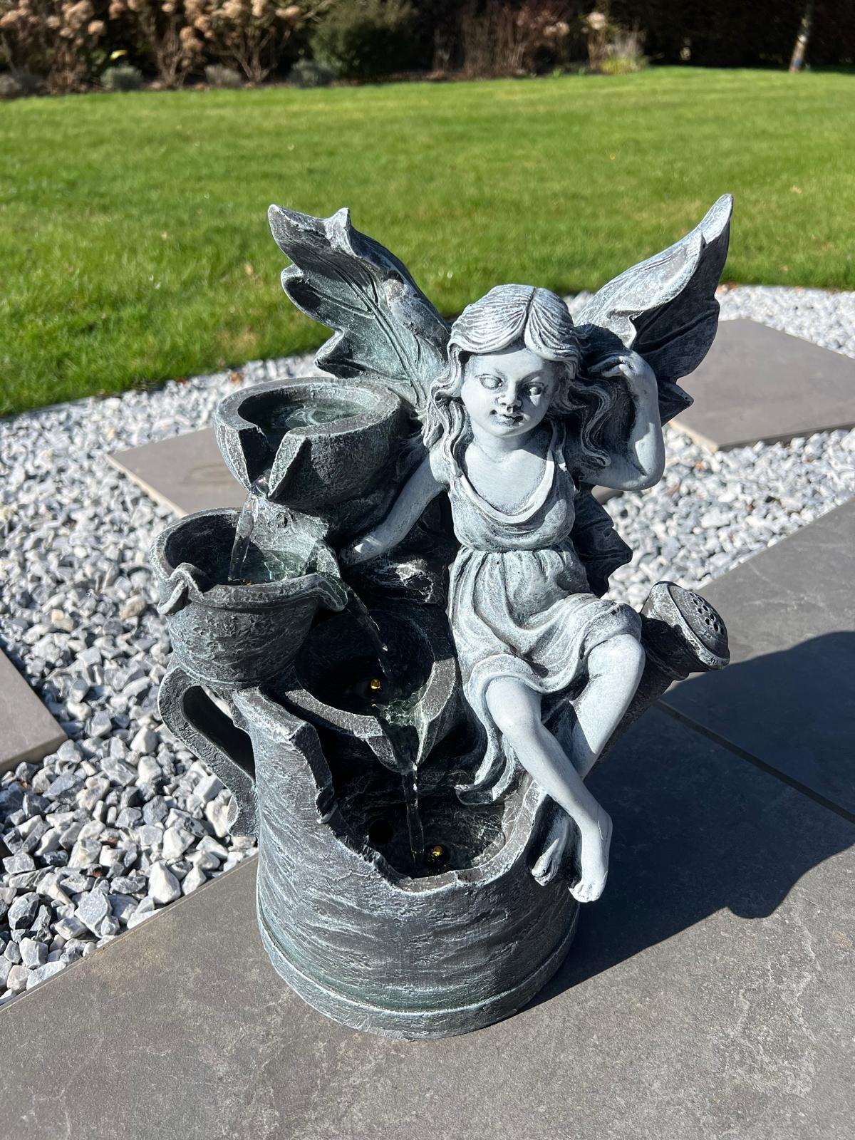 Fairy and Watering Can Water Feature with LED – Solar Powered – 33 × 20 × 41.5 cm - Image 8