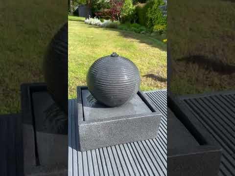 Globe On Plate Box Water Feature with LED Lights - Solar Panel 37x37x37 - Image 4