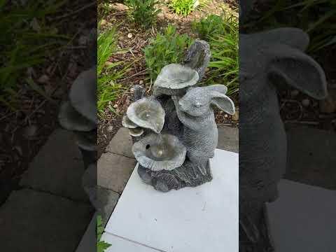 Rabbit Waterfall Feature 3 Water Bowls with LED Lights - Solar Panel 46x32x26 - Image 6