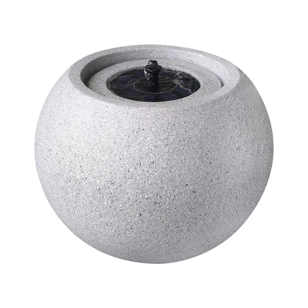 Round Stone Solar Water Feature / Fountain - Light Grey - Image 3