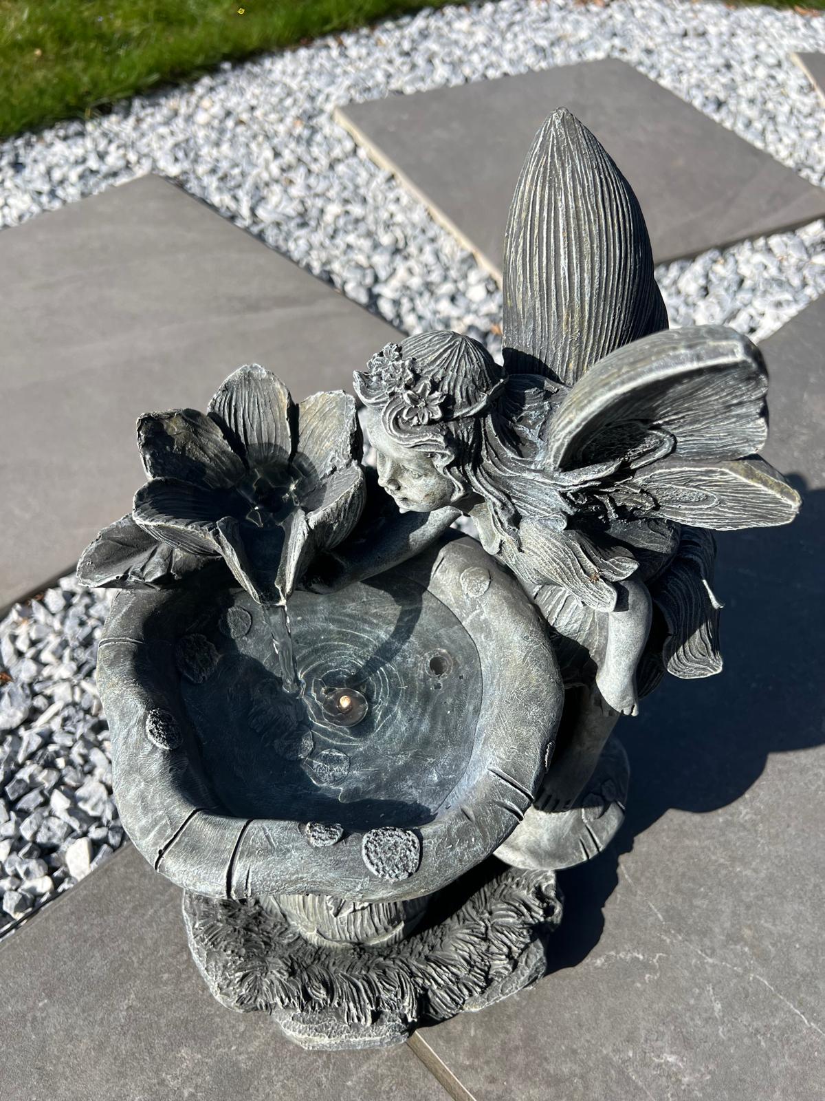Solar-Powered Fairy and Water Lily Water Feature with LED – 30 × 23 × 43 cm - Image 6