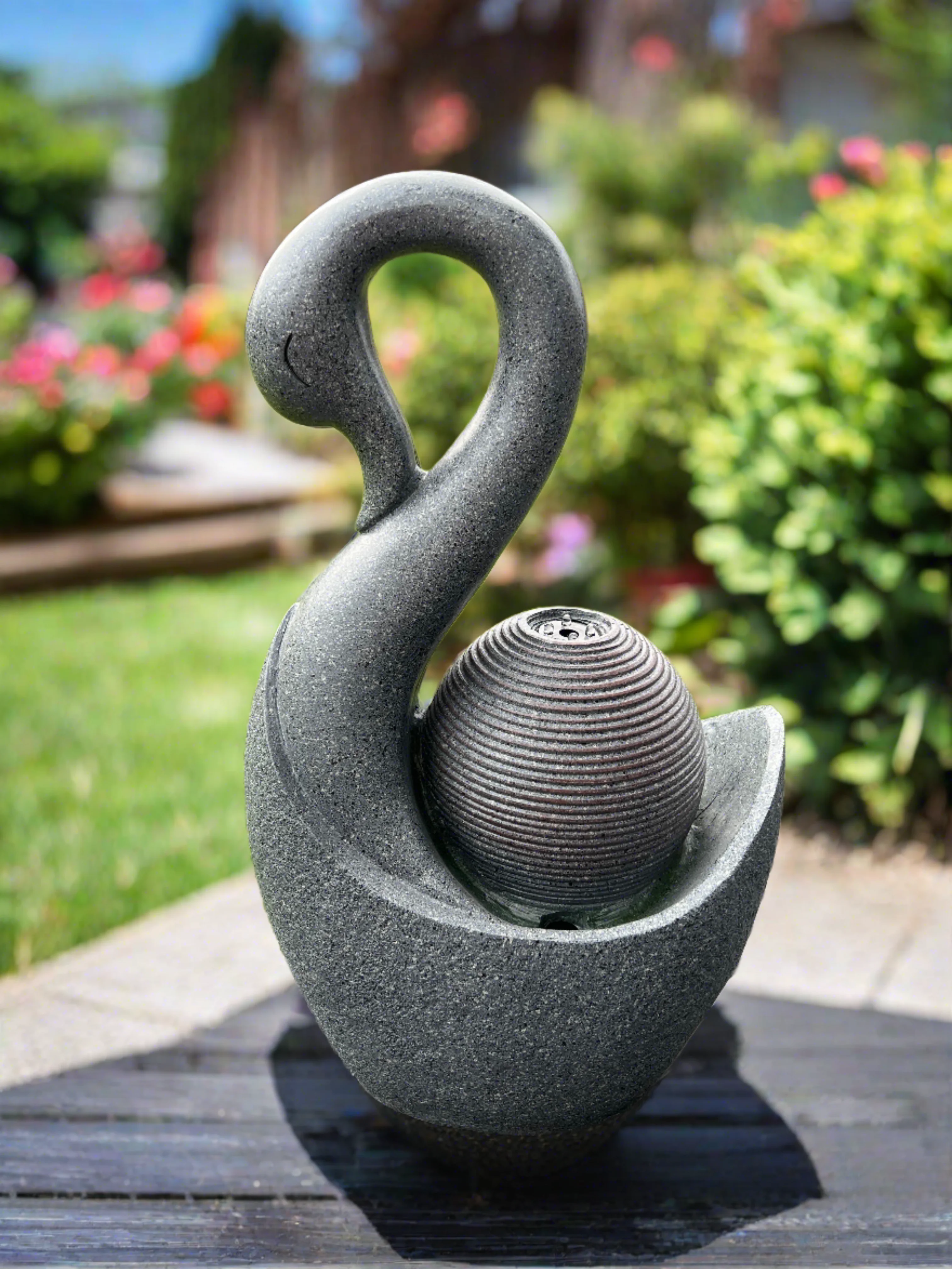 Swan Water Feature with LED Lights - Solar Powered 28x20x48cm - Image 11