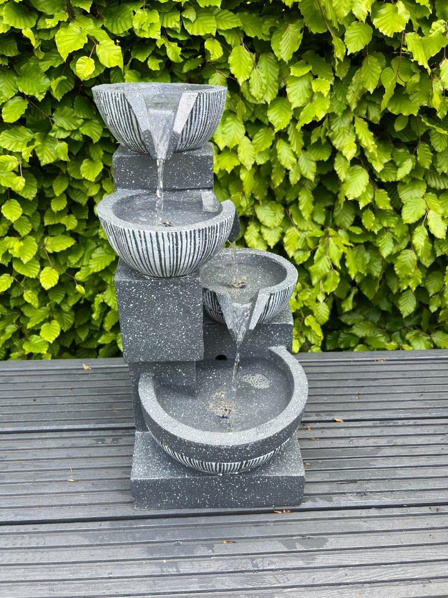 Waterfall x 4 Water Bowls with LED Lights - Solar Panel 47x27x23 - Image 2
