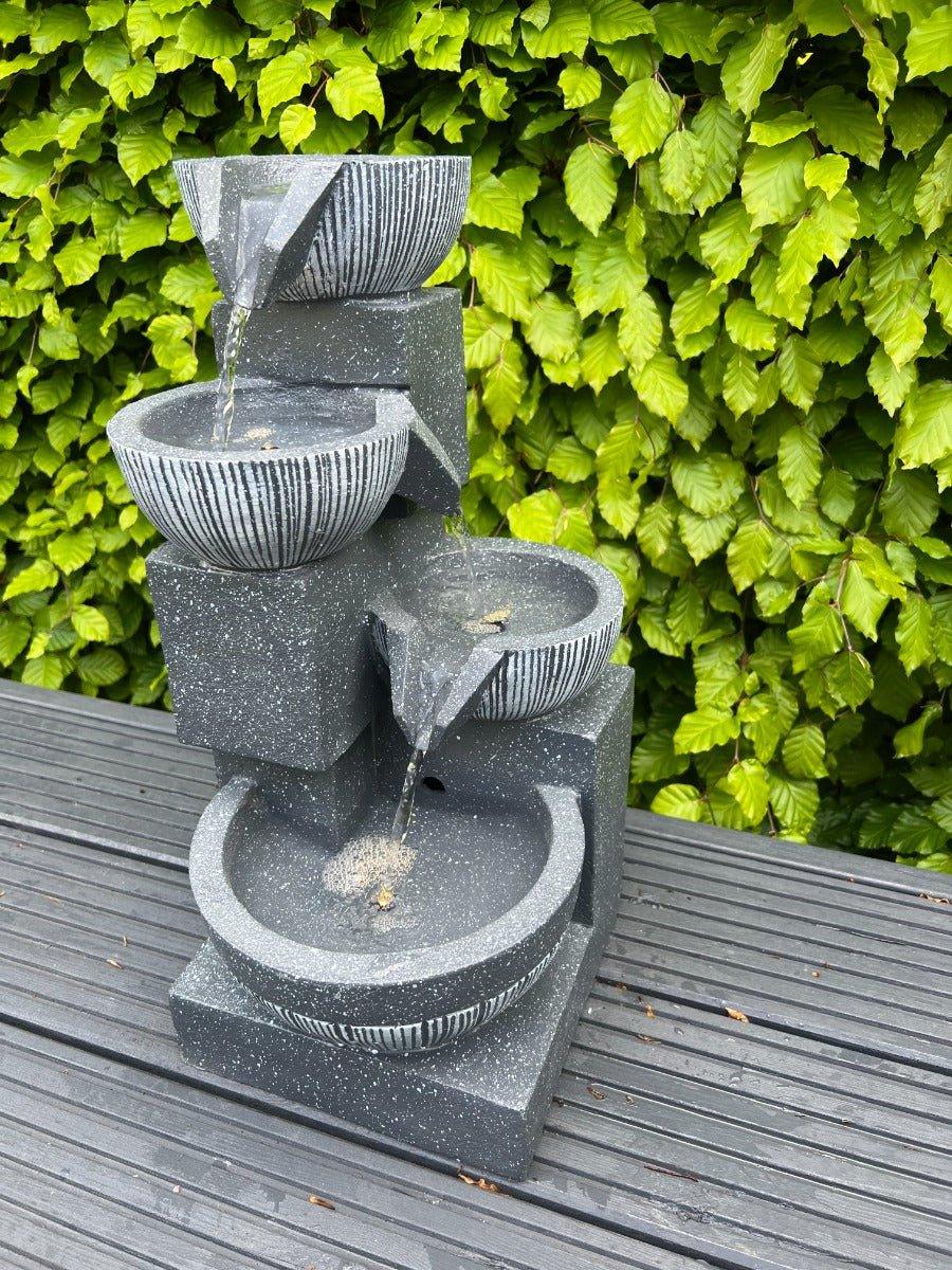 Waterfall x 4 Water Bowls with LED Lights - Solar Panel 47x27x23 - Image 4